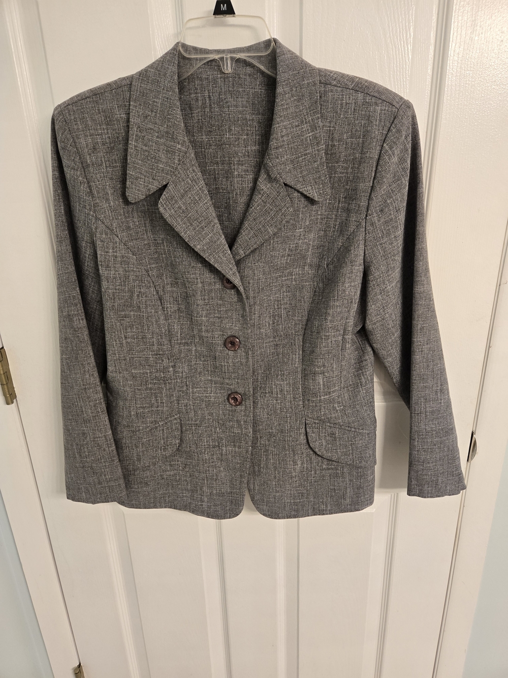 VTG 90s Heather Gray 3 Button Blazer Jacket M Corporate America